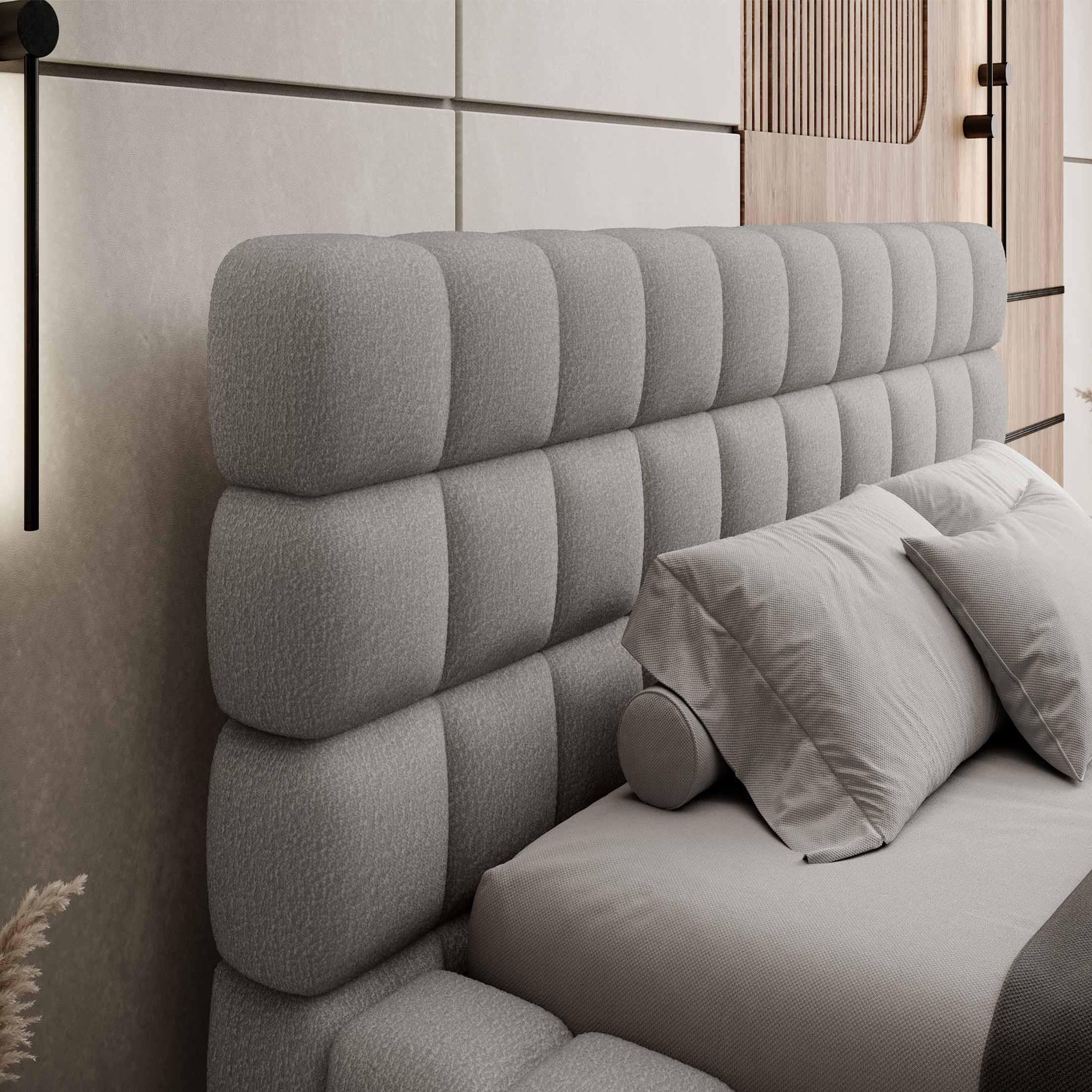 Voir la diapositive 3 : BEST MOBILIER Kingston - lit coffre - 180x200 - sommier inclus - en tissu bouclette