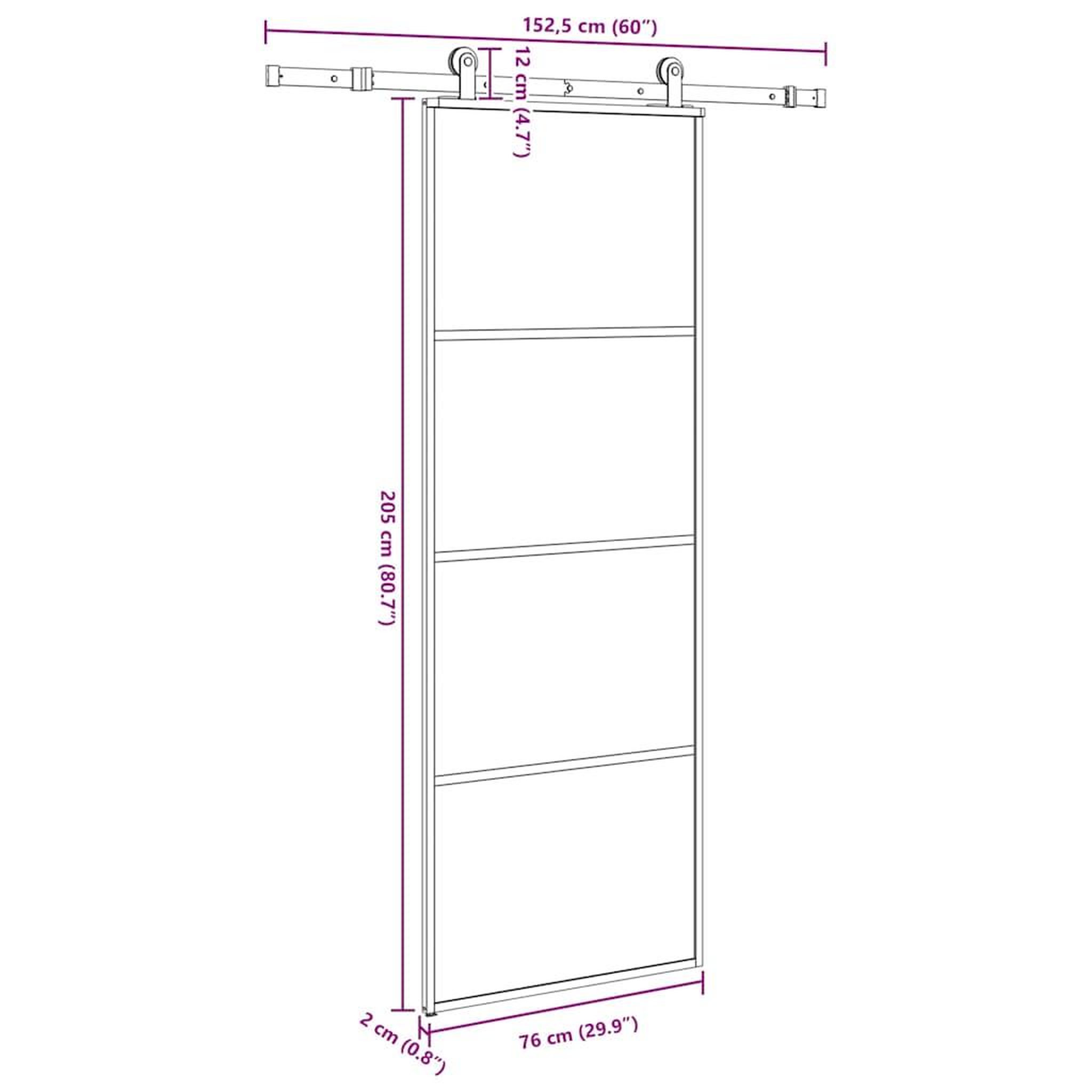 Voir la diapositive 6 : VIDAXL Porte coulissante avec kit de quincaillerie 76x205 cm Verre ESG