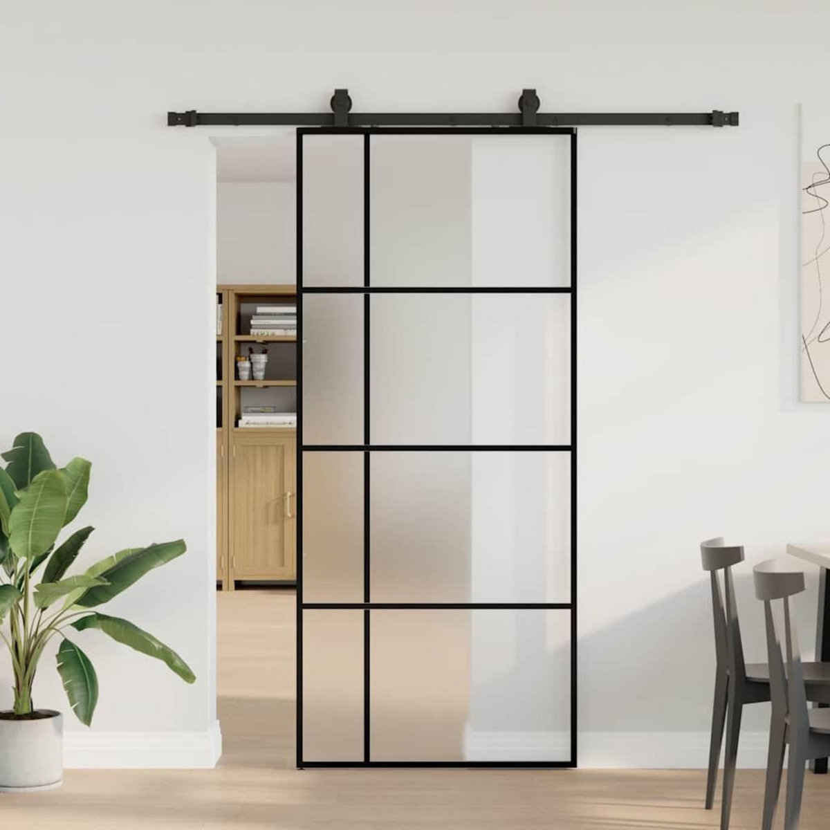 VIDAXL Porte coulissante kit de quincaillerie noir 90x205 cm verre ESG