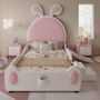 Voir la diapositive 4 : MERAX Lit simple enfant rembourré 90x200cm pu coloris blanc+rose