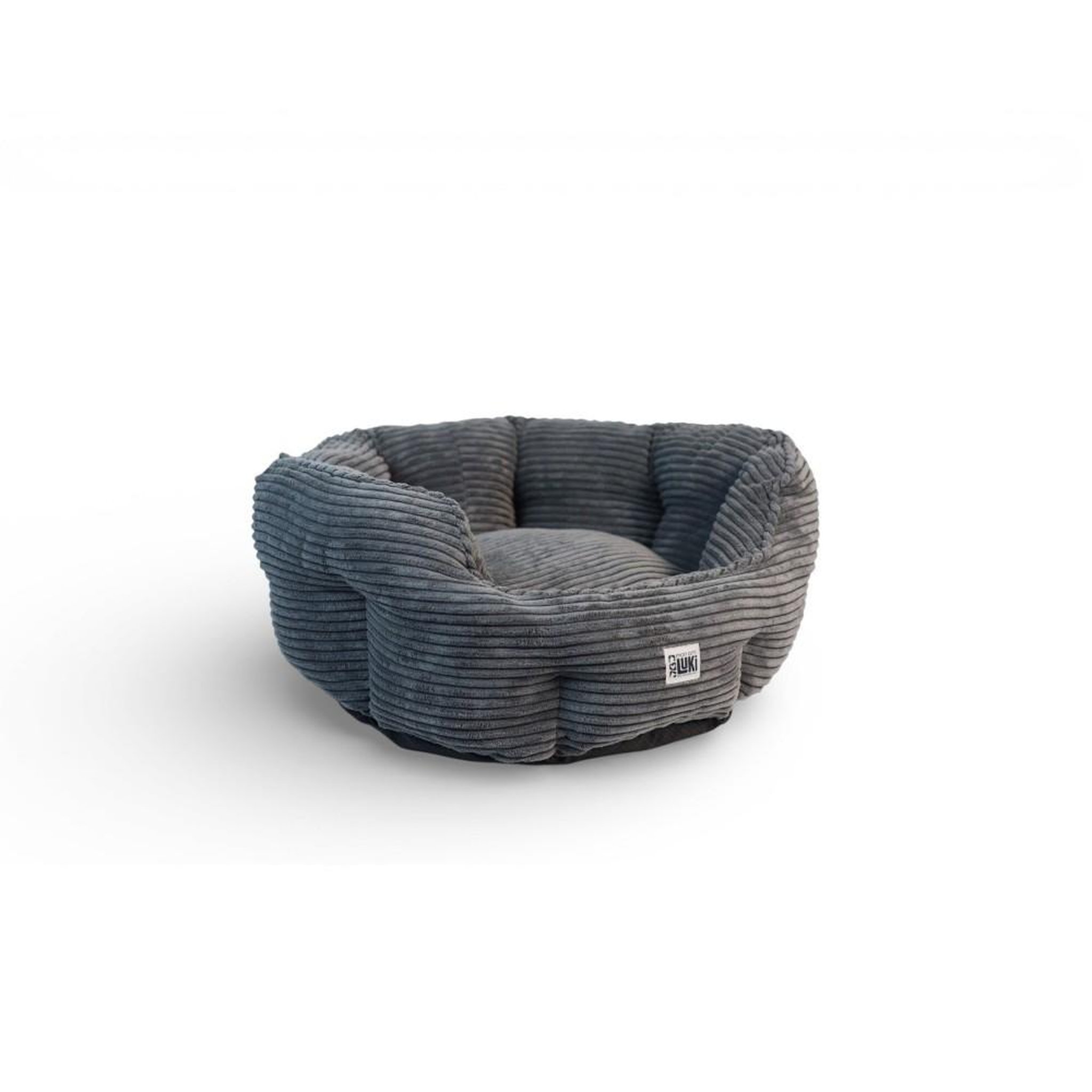 Voir la diapositive 1 : MON AMI LUKI Panier rond antiderapant velours cotele couleur gris pour chien