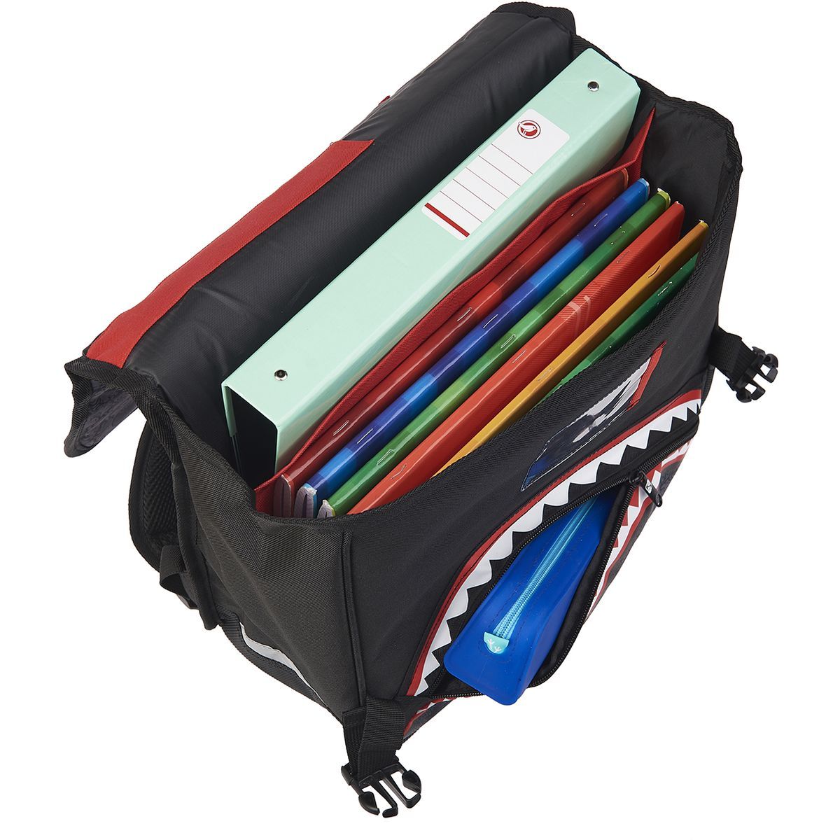 FREEGUN Cartable 38 cm CP/CE1/CE2 noir et rouge 