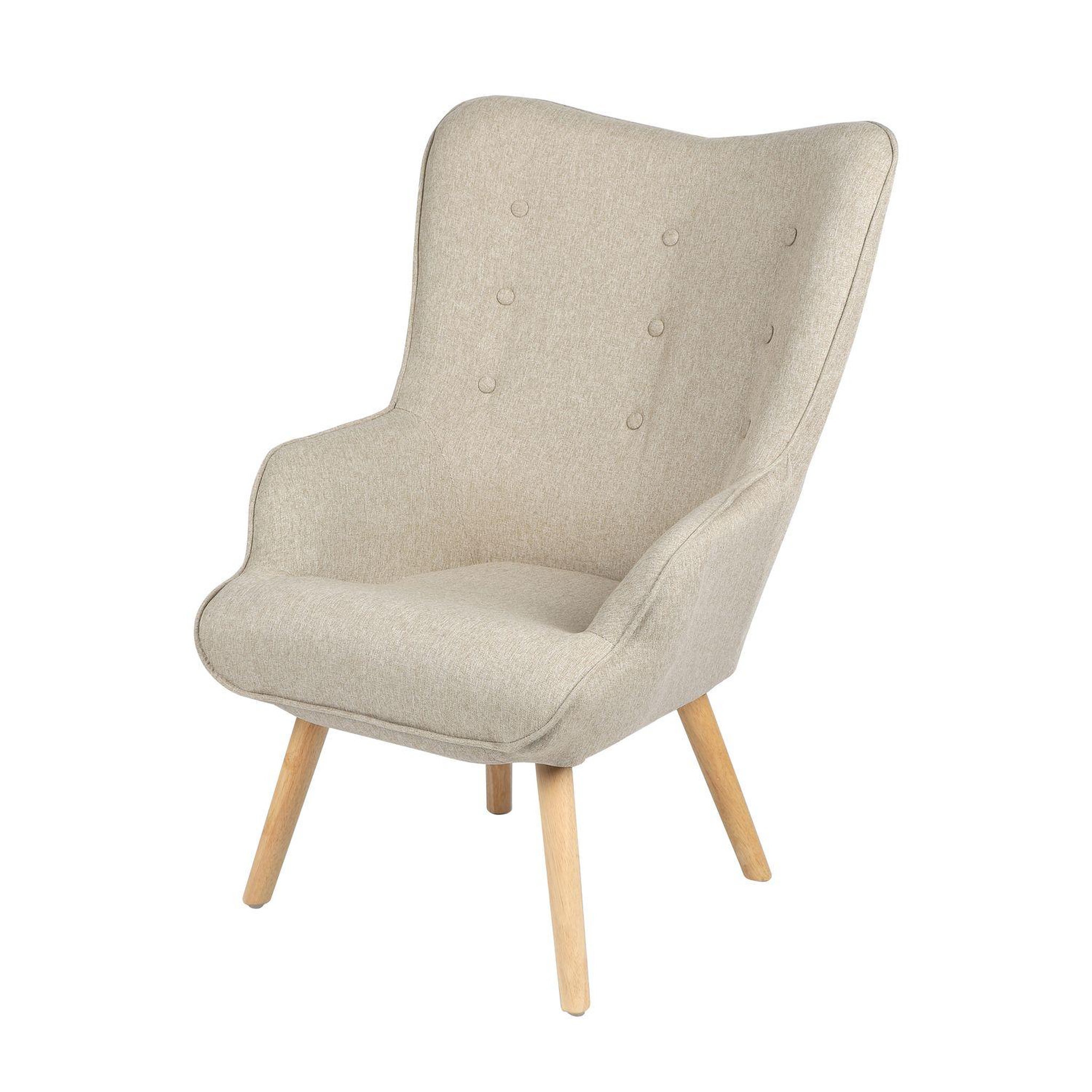 TOILINUX Fauteuil Noor avec pieds en bois. Coloris disponibles : Gris, Beige, Marron, Bleu