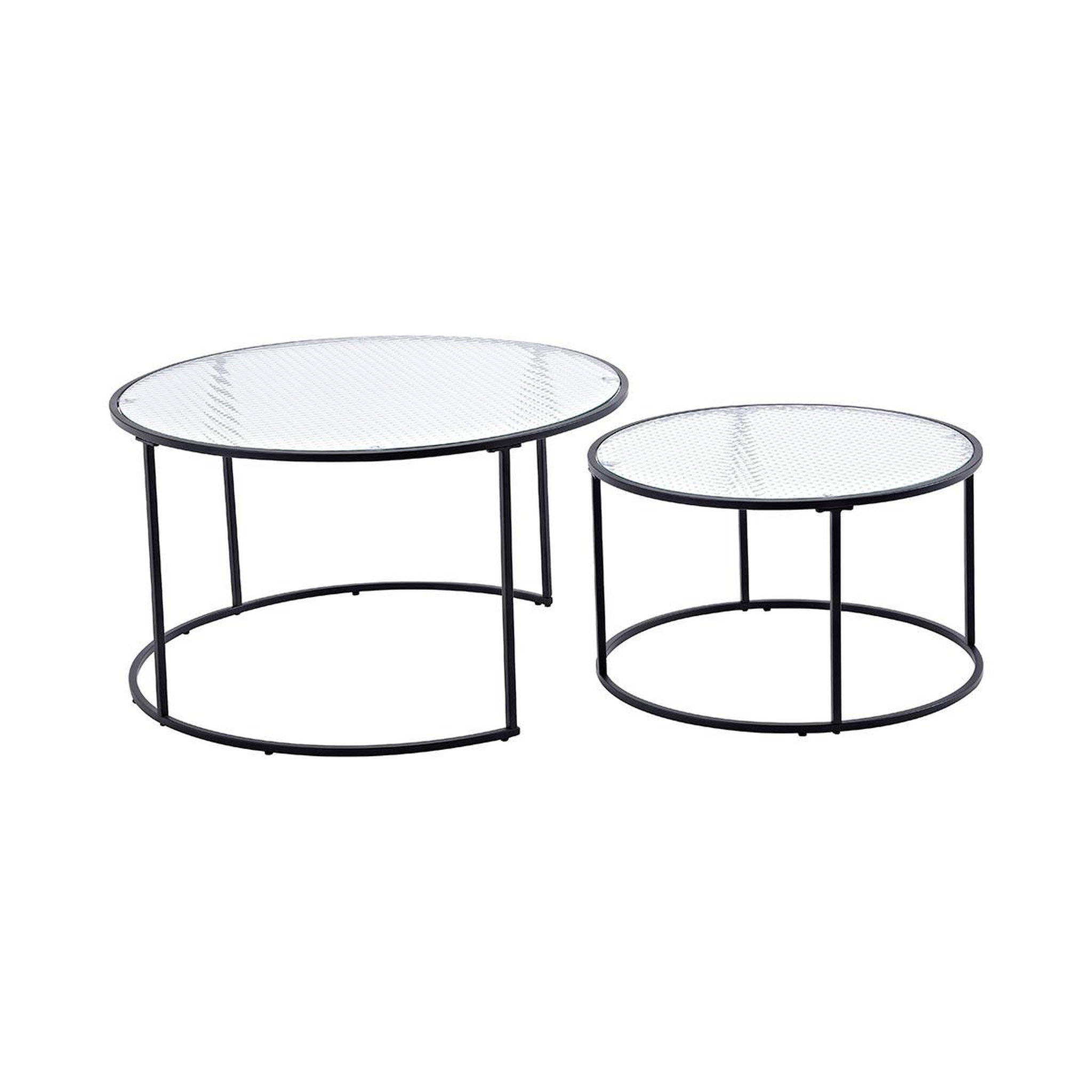 Voir la diapositive 4 : Paris Prix Lot de 2 tables basses gigognes en verre  twin  79cm noir