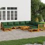 Voir la diapositive 1 : VIDAXL Salon de jardin 11 pcs avec coussins vert bois massif