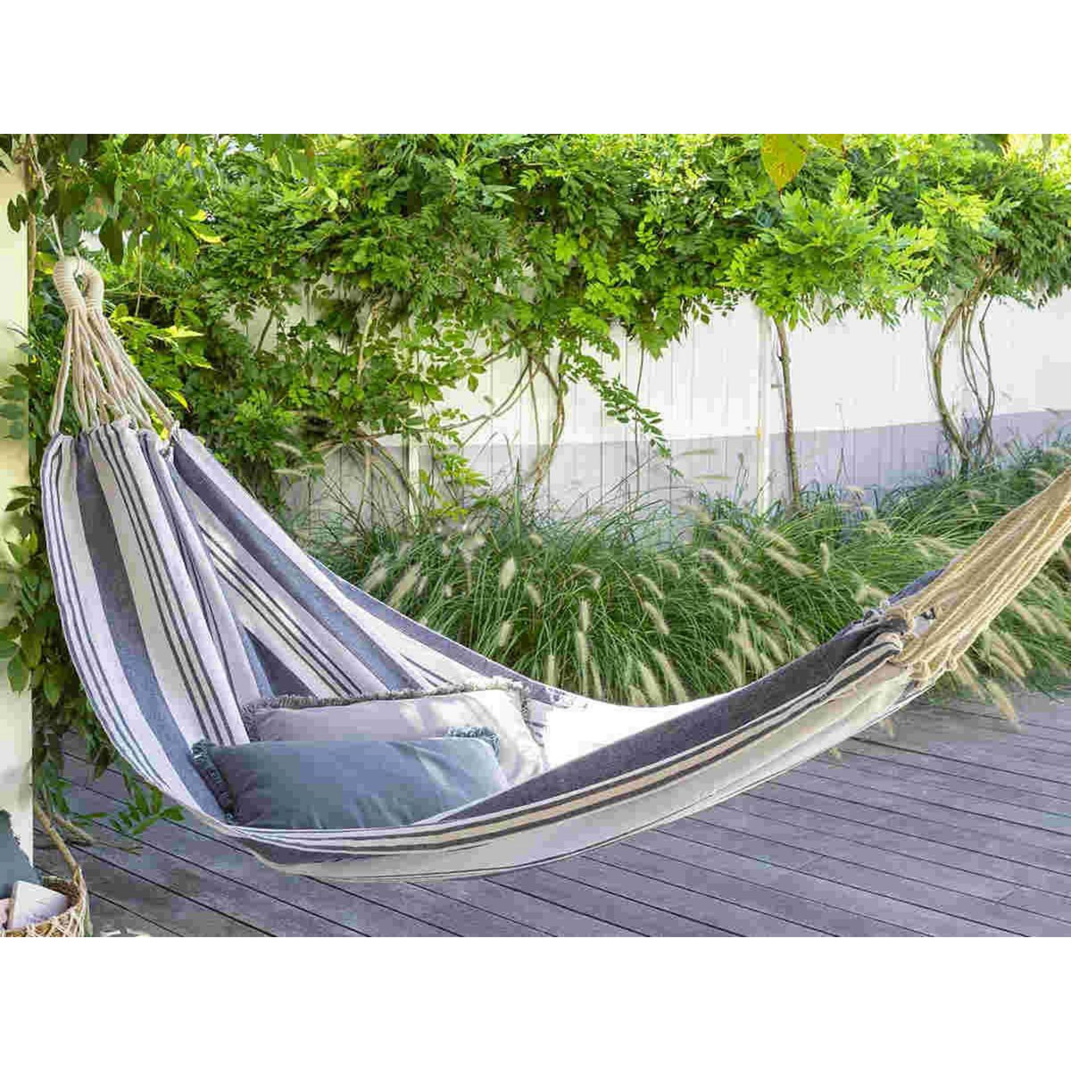 HESPERIDE Toile hamac coton à rayures Elozio Bleu - Hespéride