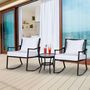 Voir la diapositive 2 : OUTSUNNY Outsunny Ensemble de jardin 3 pièces style cosy 2 fauteuils à bascule avec coussins assise dossier + table basse résine tressée brun crème
