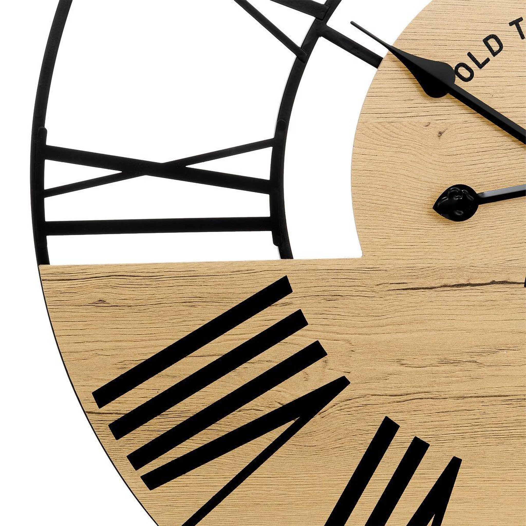 Voir la diapositive 2 : ATMOSPHERA Horloge murale déco  clovis  70cm noir & naturel