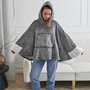 Voir la diapositive 3 : Paris Prix Plaid Poncho à Capuche  Sherpa  100x150cm Gris Foncé