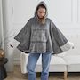 Voir la diapositive 3 : Paris Prix Plaid Poncho à Capuche  Sherpa  100x150cm Gris Foncé