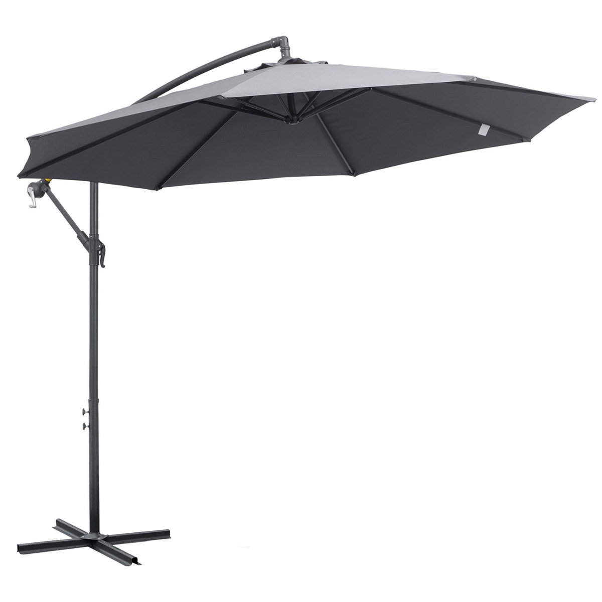 OUTSUNNY Parasol déporté octogonal rabattable dia. 3 m parasol de jardin avec pied en croix gris