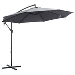 OUTSUNNY Parasol déporté octogonal rabattable dia. 3 m parasol de jardin avec pied en croix gris