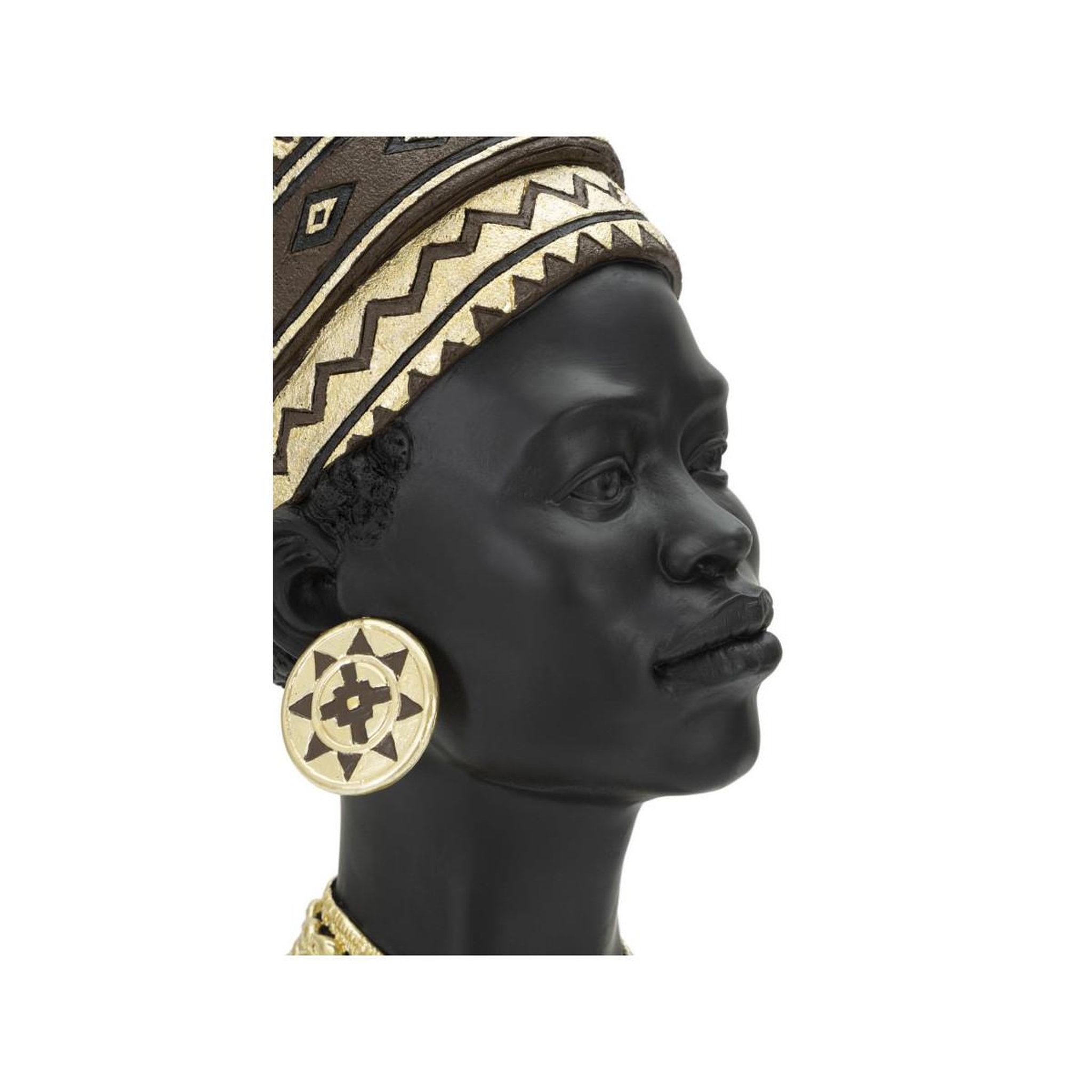 Voir la diapositive 4 : Paris Prix Statuette tête femme coiffe  massai  45cm noir