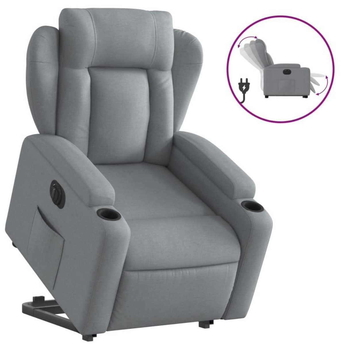 VIDAXL Fauteuil inclinable electrique gris clair tissu