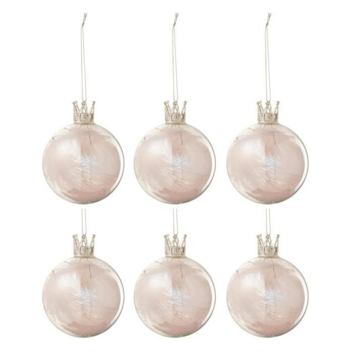 Paris Prix Lot de 6 Boules de Noël  Couronne  8cm Rose