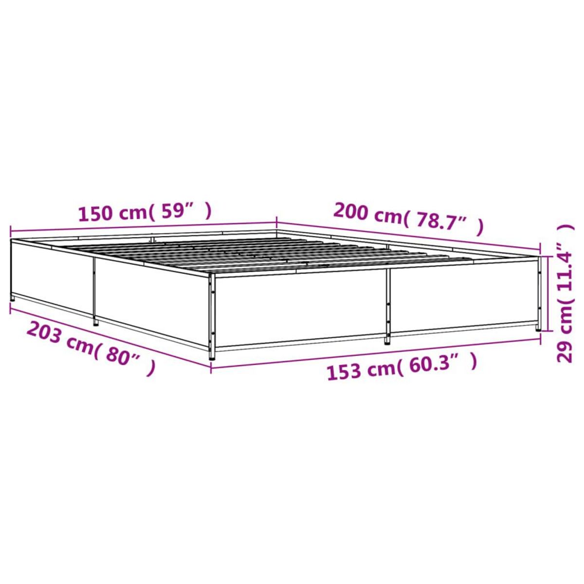VIDAXL Cadre de lit sans matelas chene fume 150x200 cm