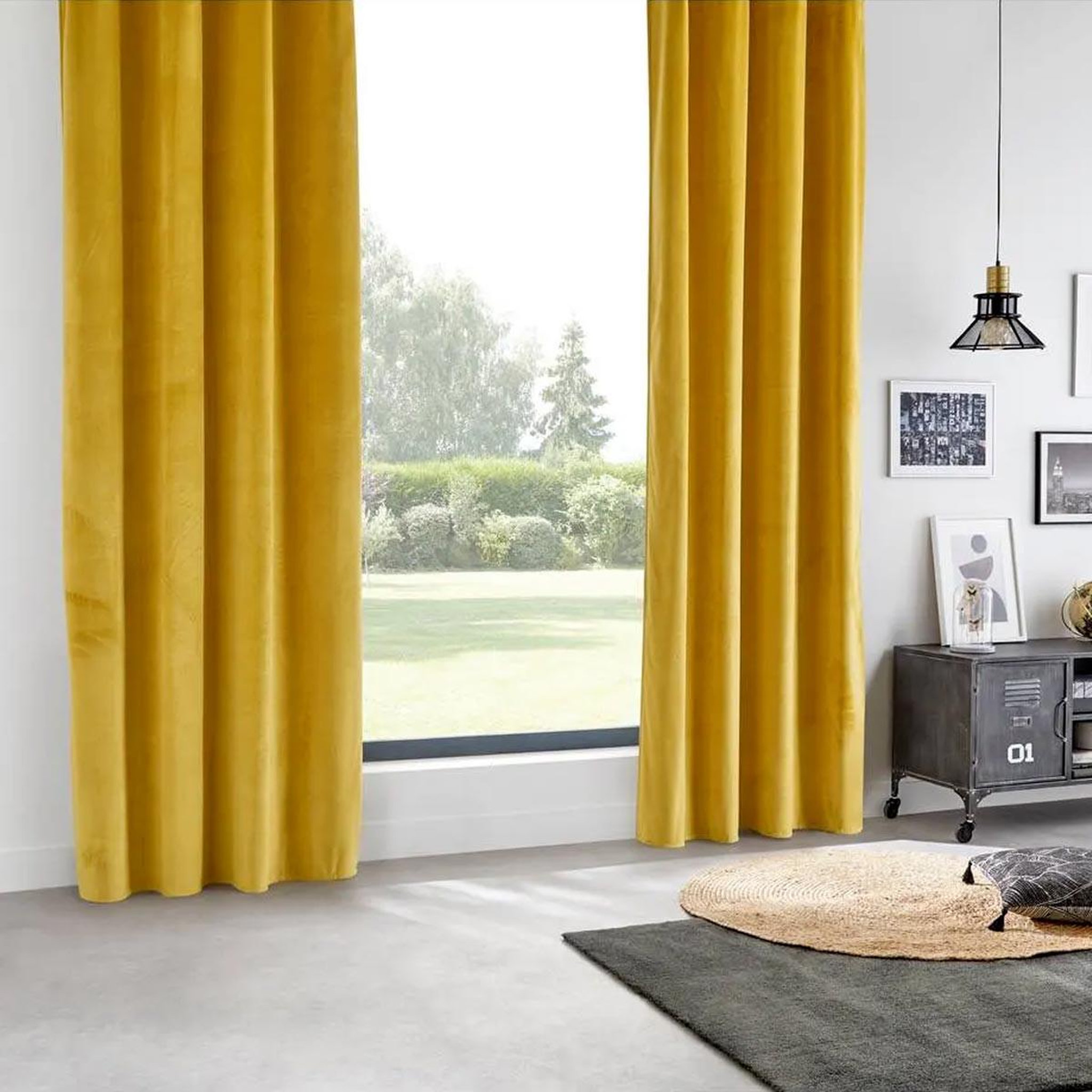 ATMOSPHERA Rideau occultant velours  dolce  140x260cm ocre