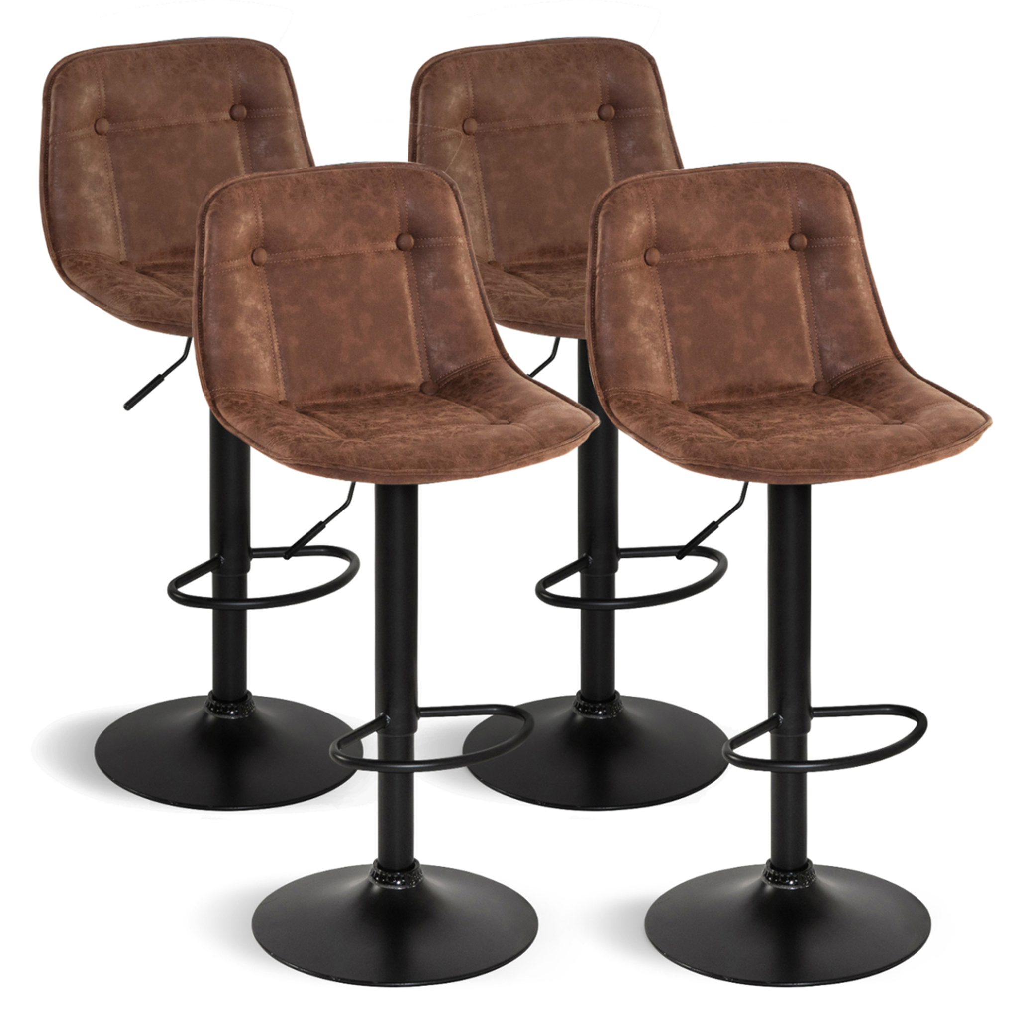 ID MARKET Lot de 4 tabourets de bar denver marron vintage