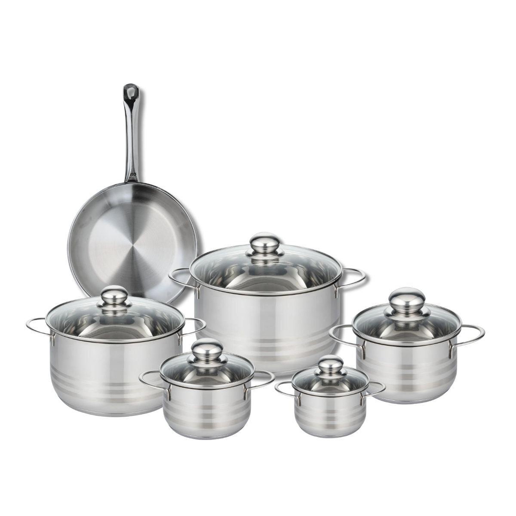 ELO Ensemble de 1 poêle de cuisson 24 cm et 5 faitouts 12, 14, 16, 20 et 24 cm elo profi brillant
