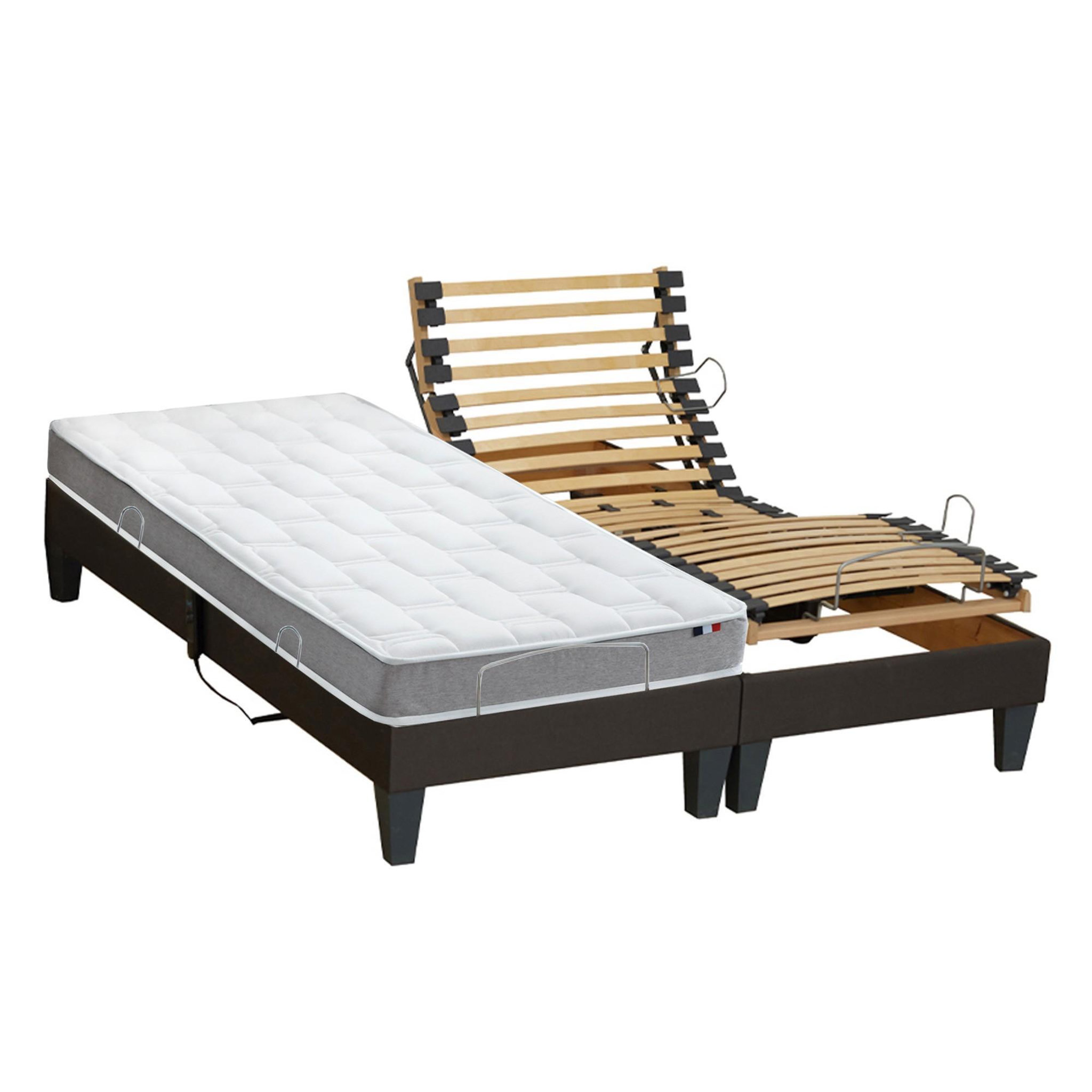 IDLITERIE Ensemble relaxation mousse ferme + sommier avec réglage fermeté au niveau lombaire 2x80x200