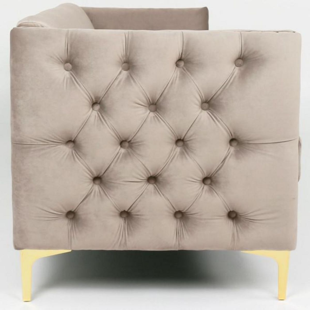 Paris Prix Canapé 3 Places en Velours  Suez  204cm Taupe