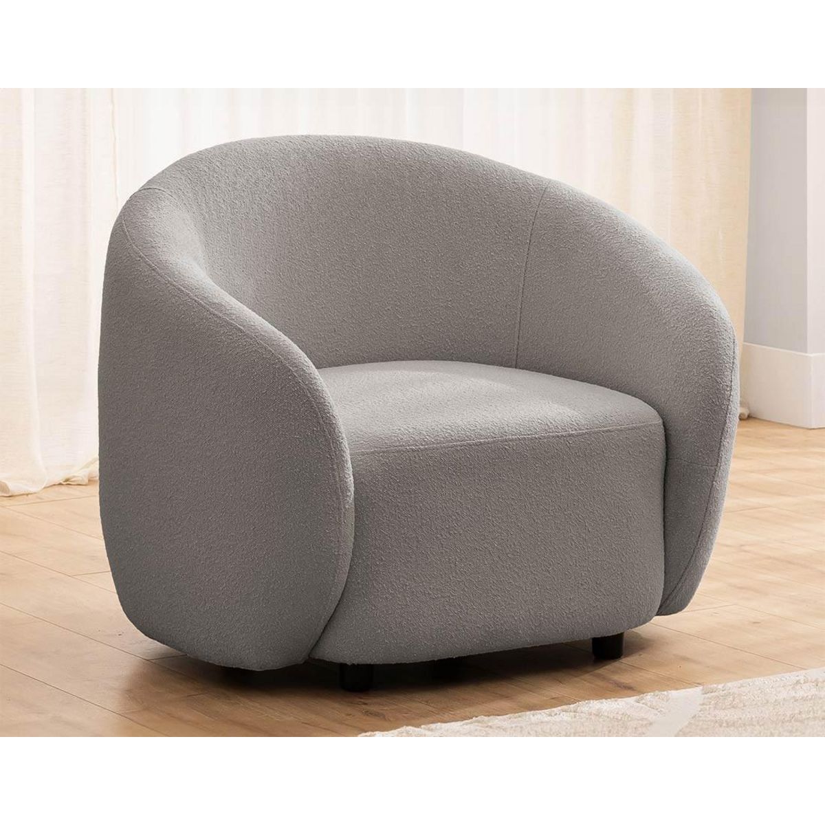 LISA DESIGN Flore - fauteuil en tissu bouclette
