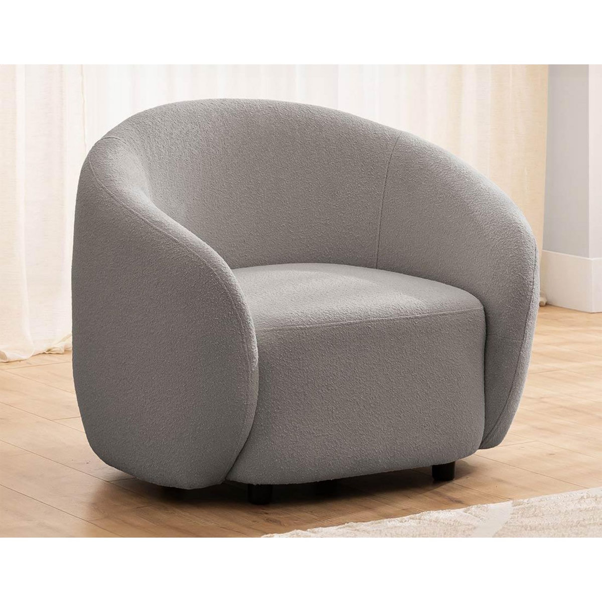 LISA DESIGN Flore - fauteuil en tissu bouclette