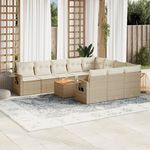 VIDAXL Salon de jardin 11 pcs avec coussins beige resine tressee