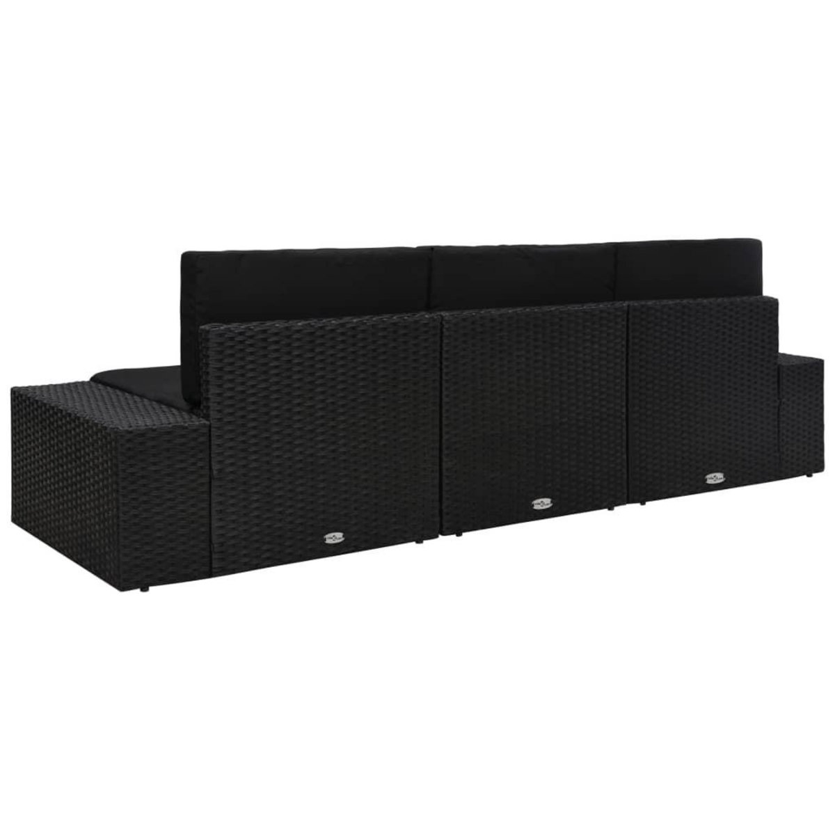 VIDAXL Canape sectionnel 3 places Resine tressee Noir