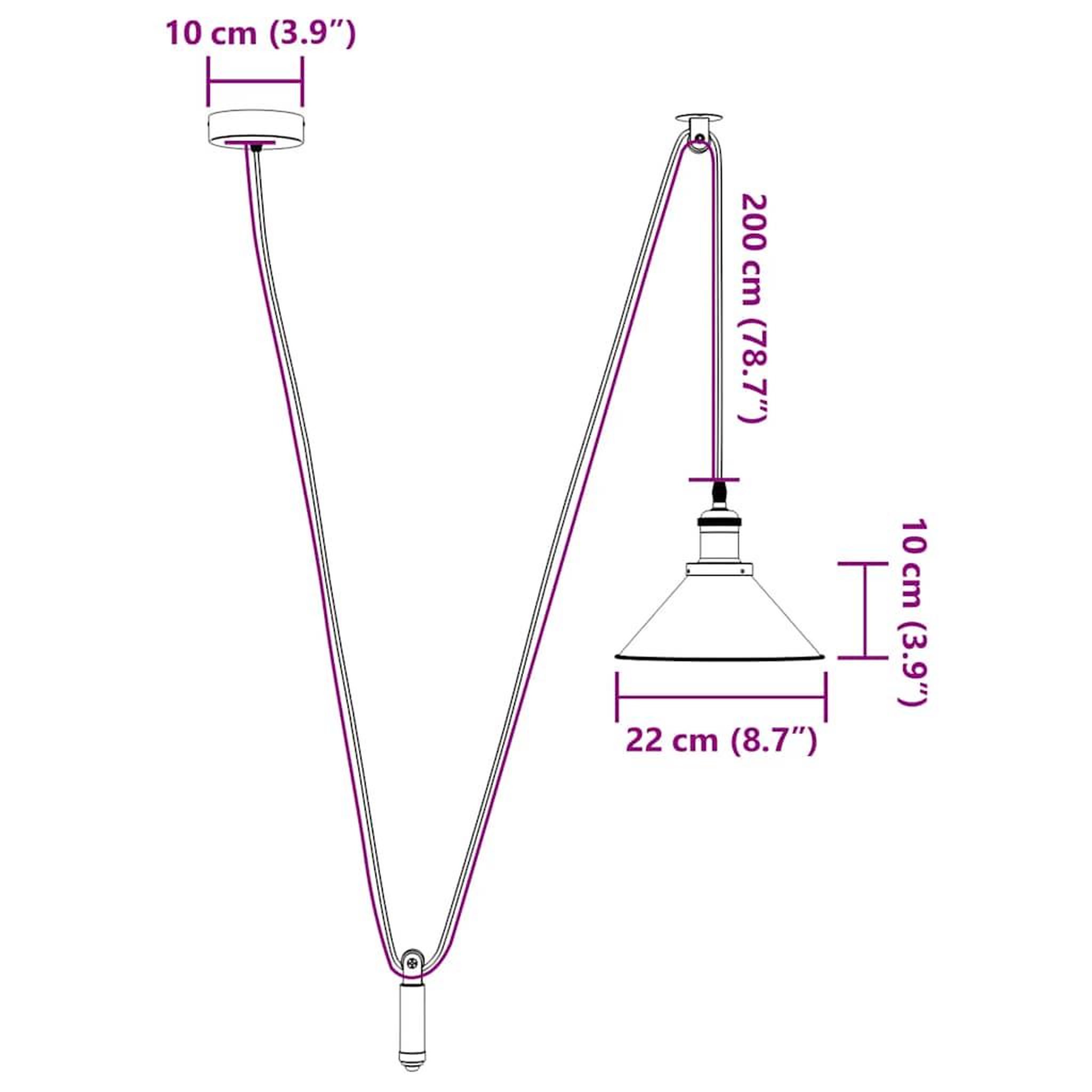 Voir la diapositive 6 : VIDAXL Lampe suspendue reglable hauteur E27 orange brillant metal