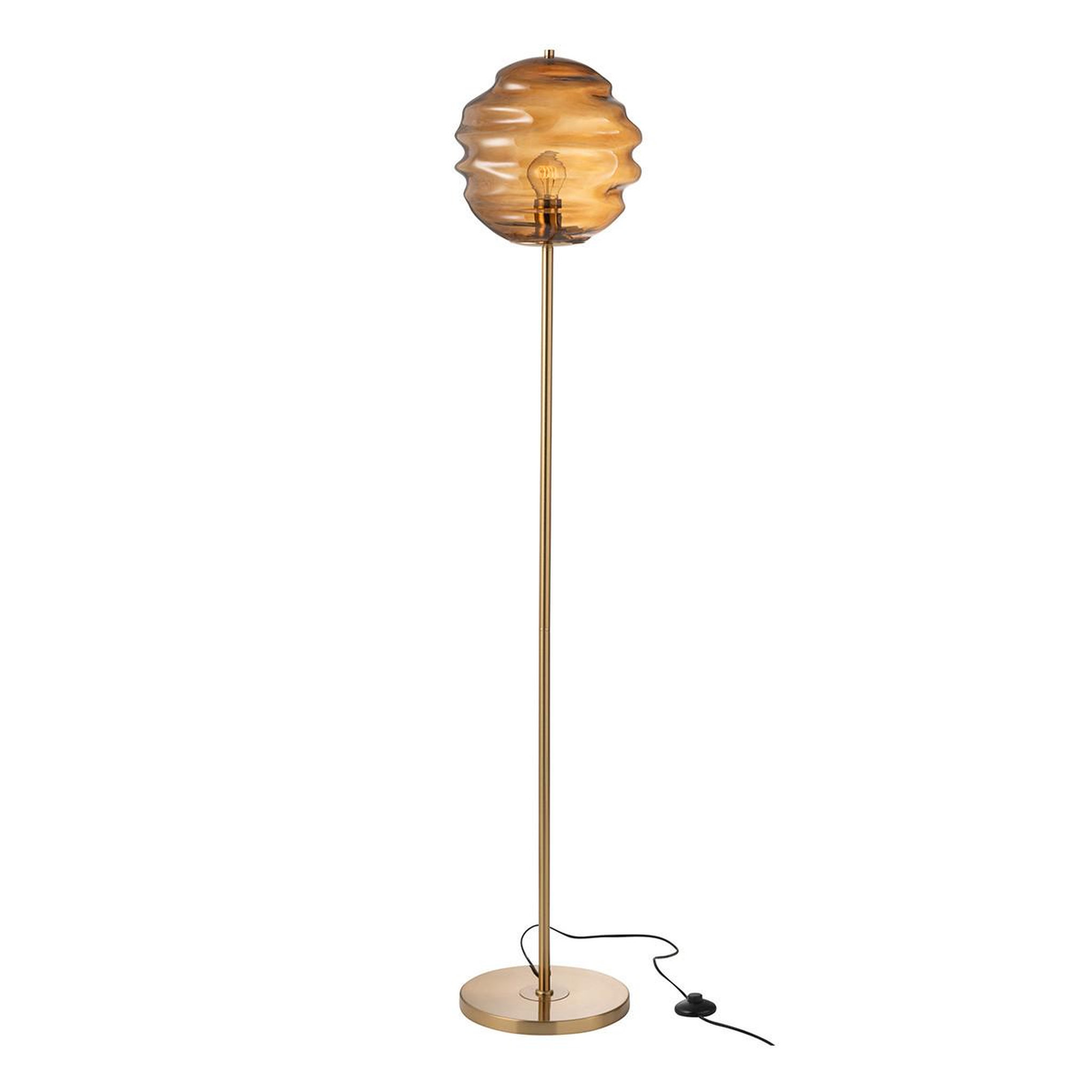 J-LINE Lampadaire en verre  ruche  156cm marron