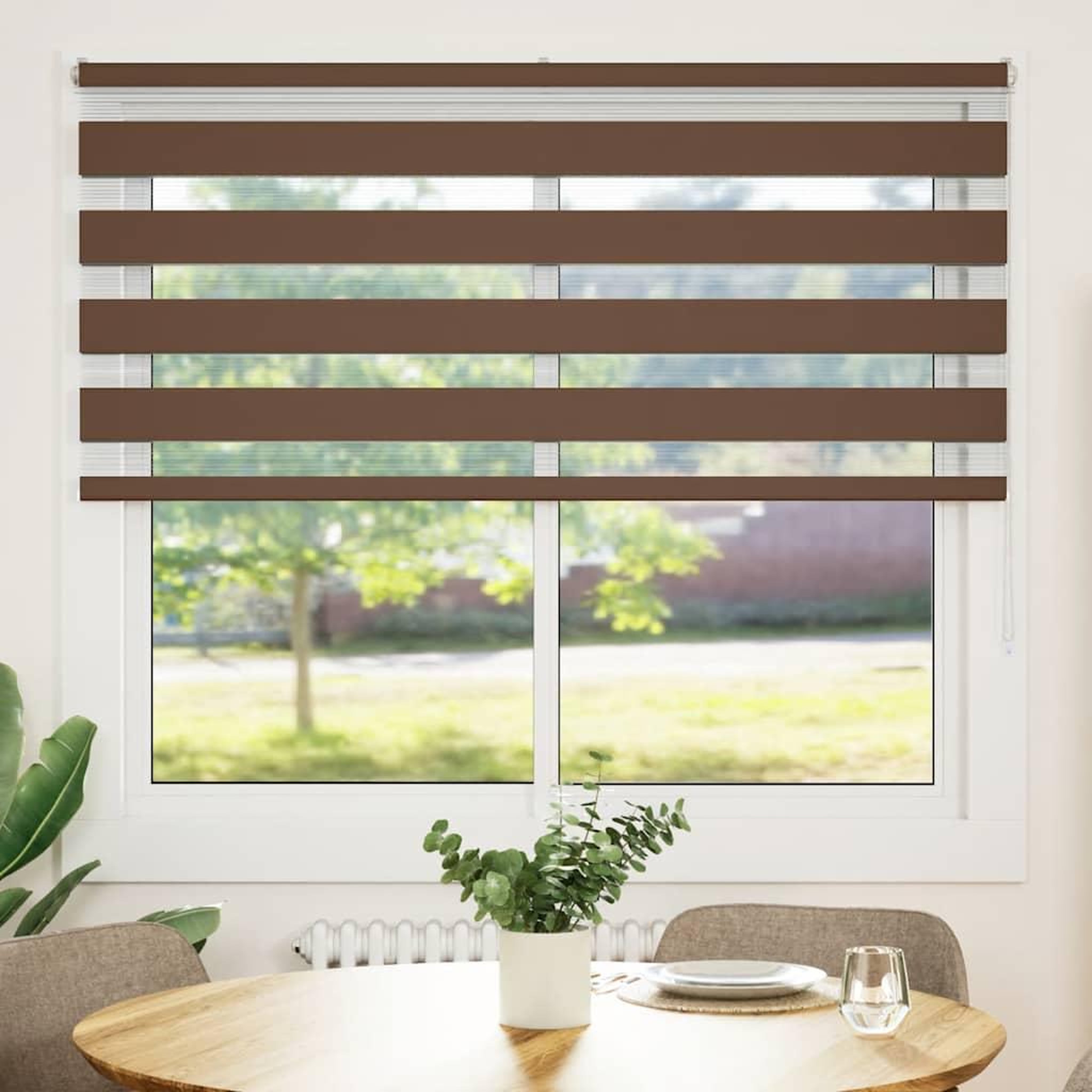 Voir la diapositive 2 : VIDAXL Store zebre marron 165x100cm largeur du tissu 160,9cm polyester