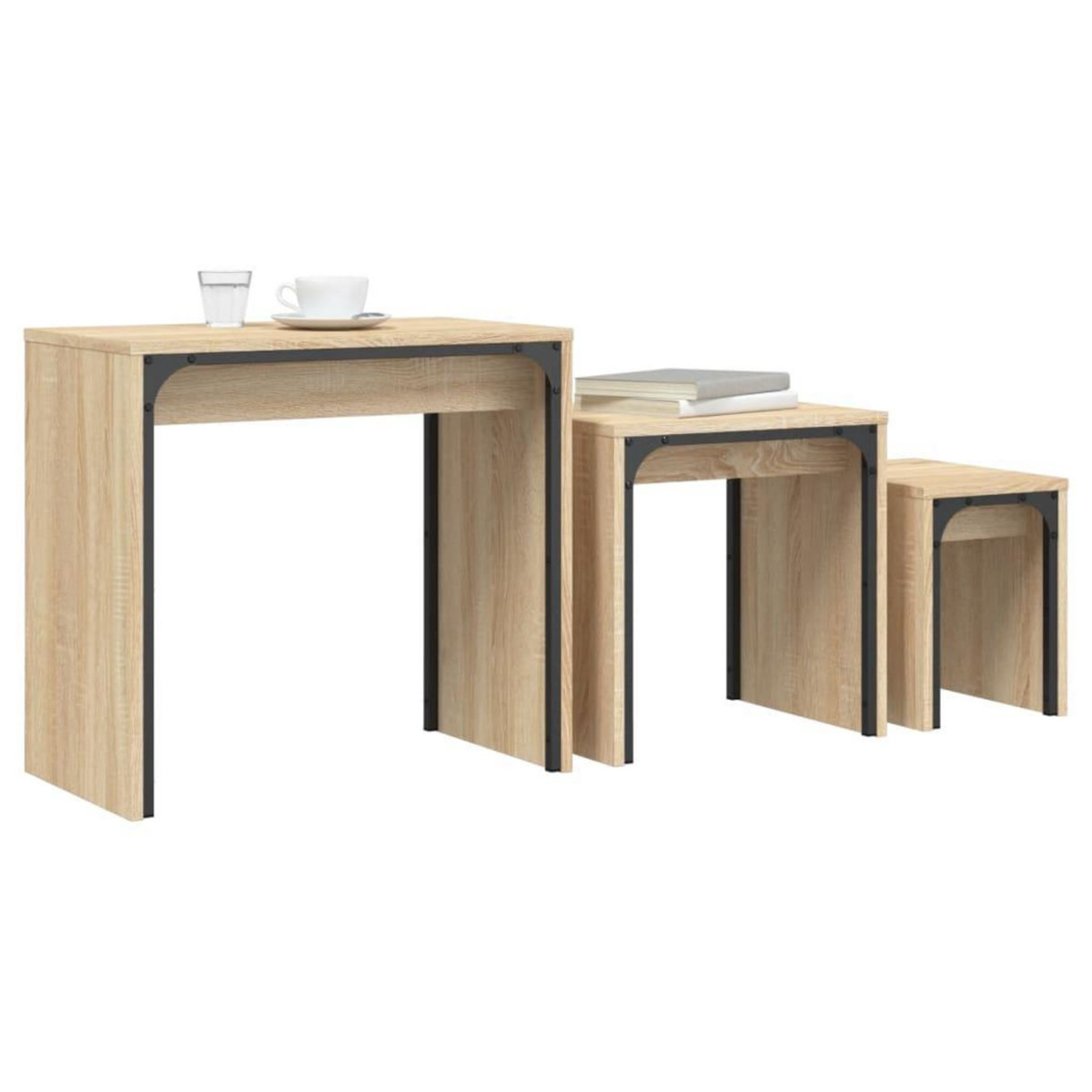 VIDAXL Tables basses gigognes 3 pcs chene sonoma bois d'ingenierie