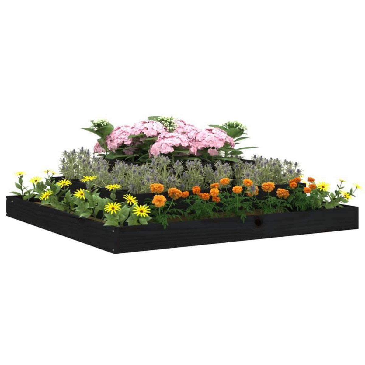 VIDAXL Jardiniere Noir 110x110x27 cm Bois massif de pin