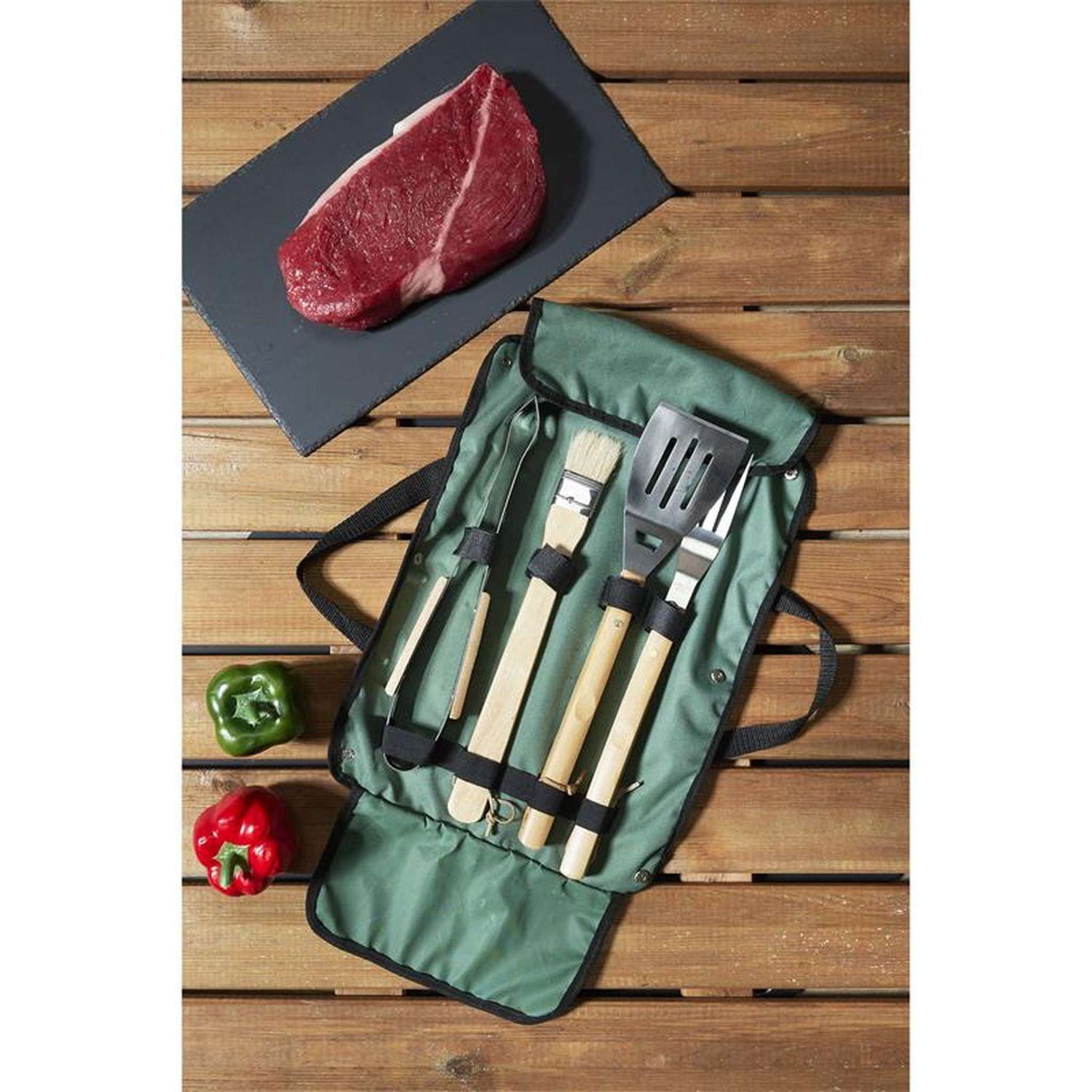 Voir la diapositive 2 : TOILINUX Lot de 4 ustensiles pour barbecue en acier inoxydable