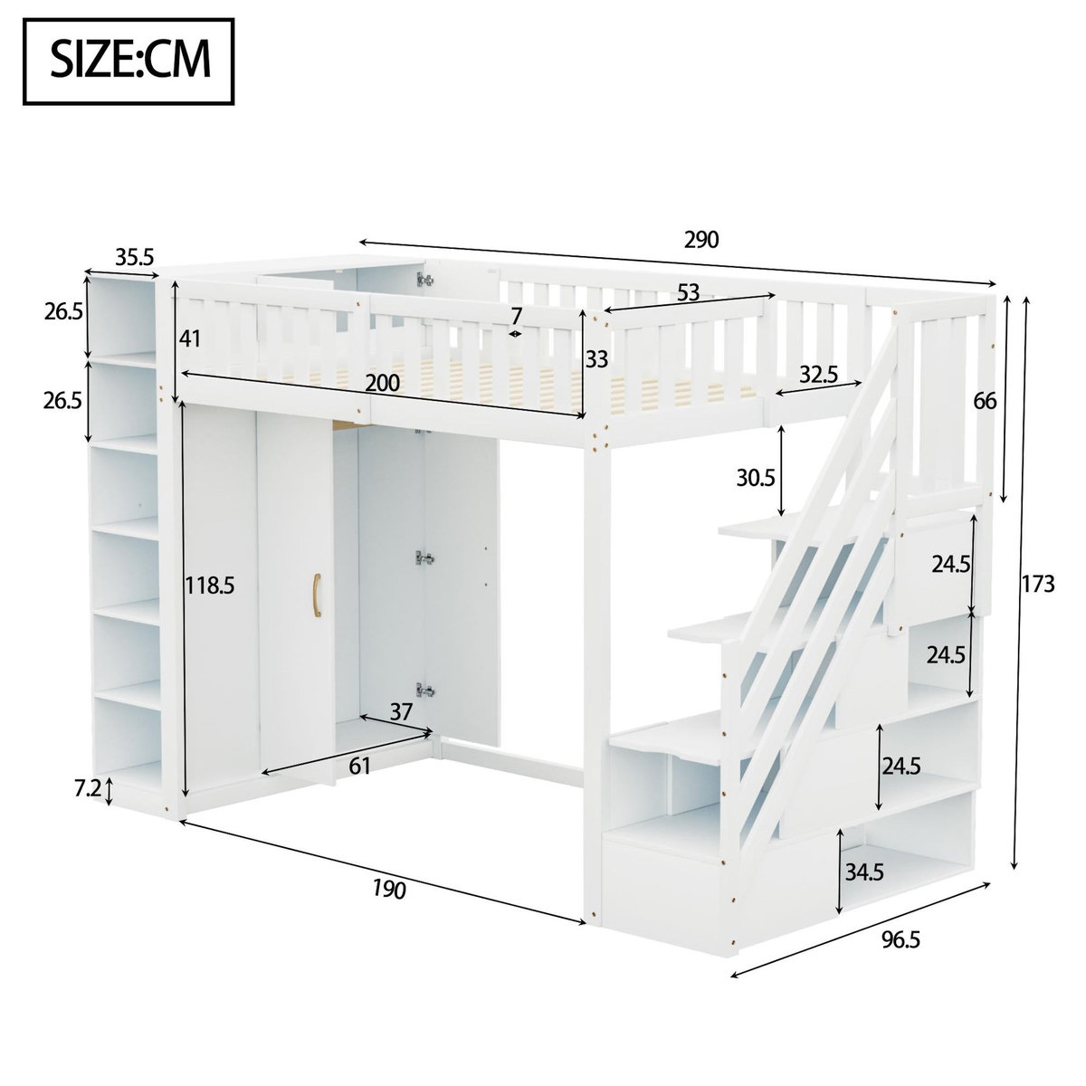 MERAX Lit mezzanine enfant