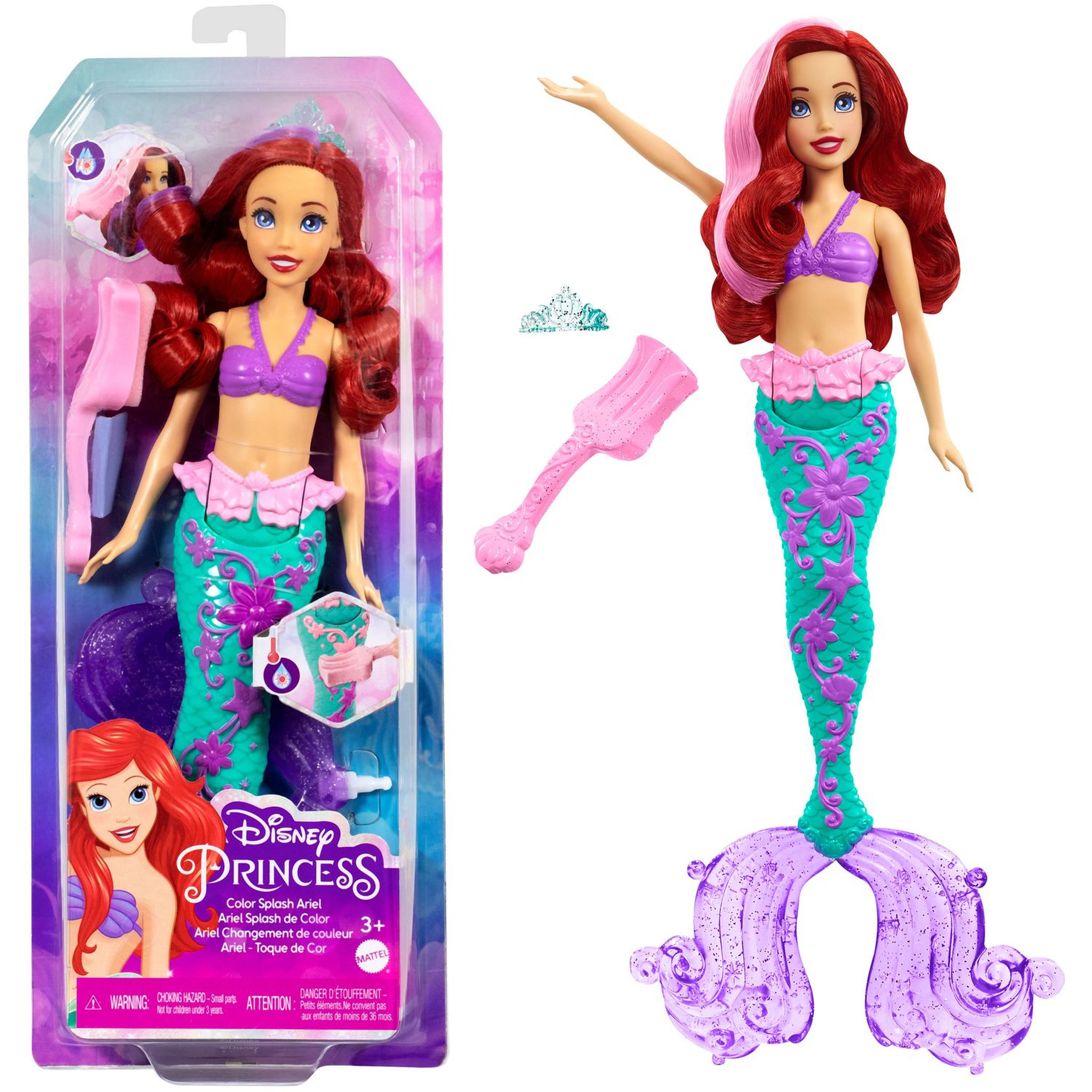 Voir la diapositive 2 : DISNEY PRINCESS Poupée Ariel cheveux fabuleux 