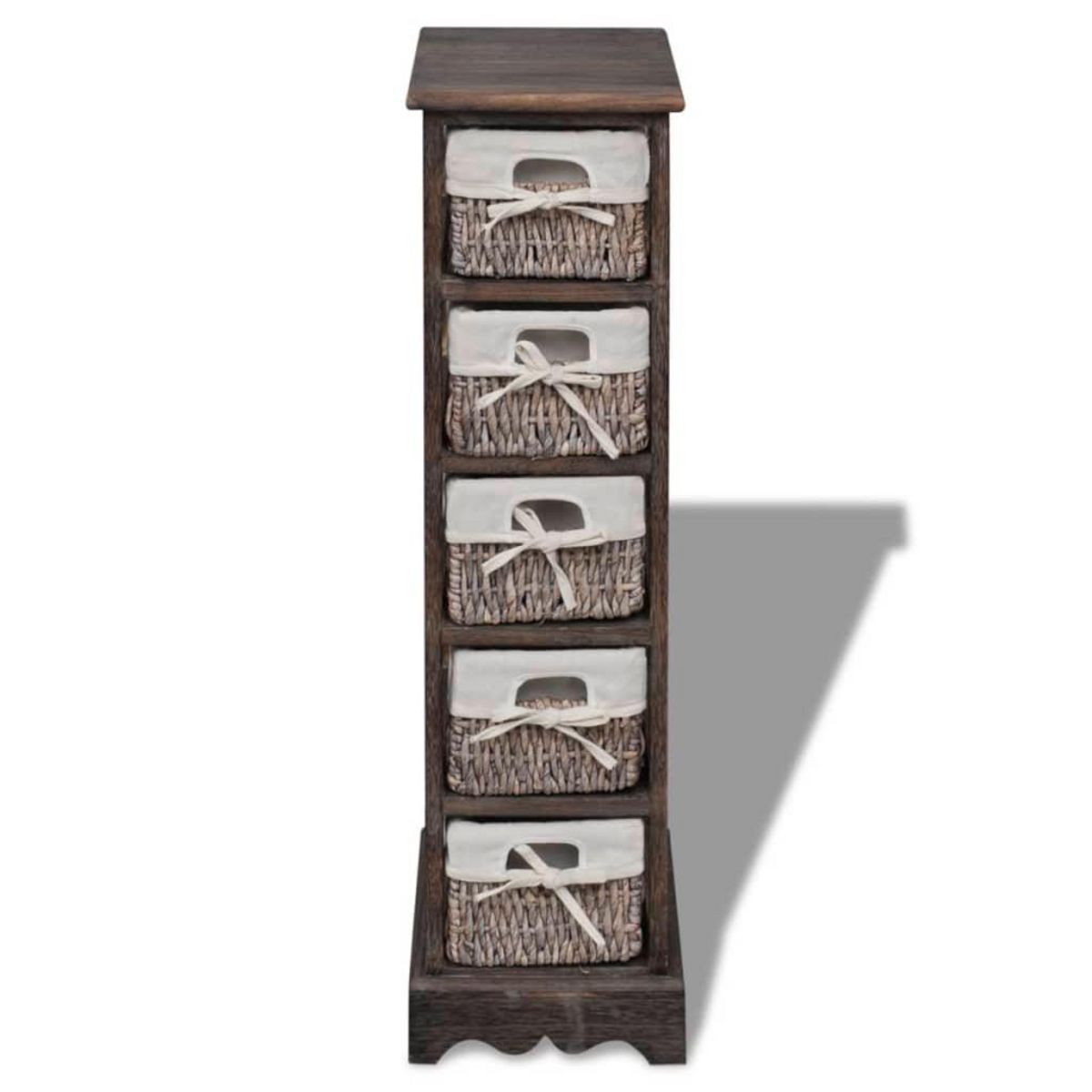 VIDAXL Etagere de rangement en bois 5 paniers en tissage Marron
