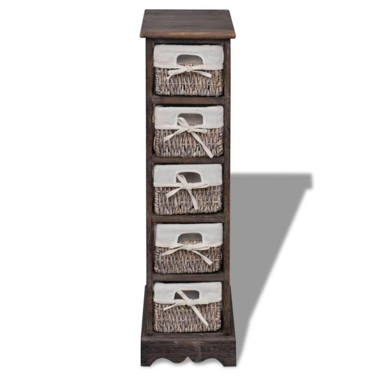 VIDAXL Etagere de rangement en bois 5 paniers en tissage Marron