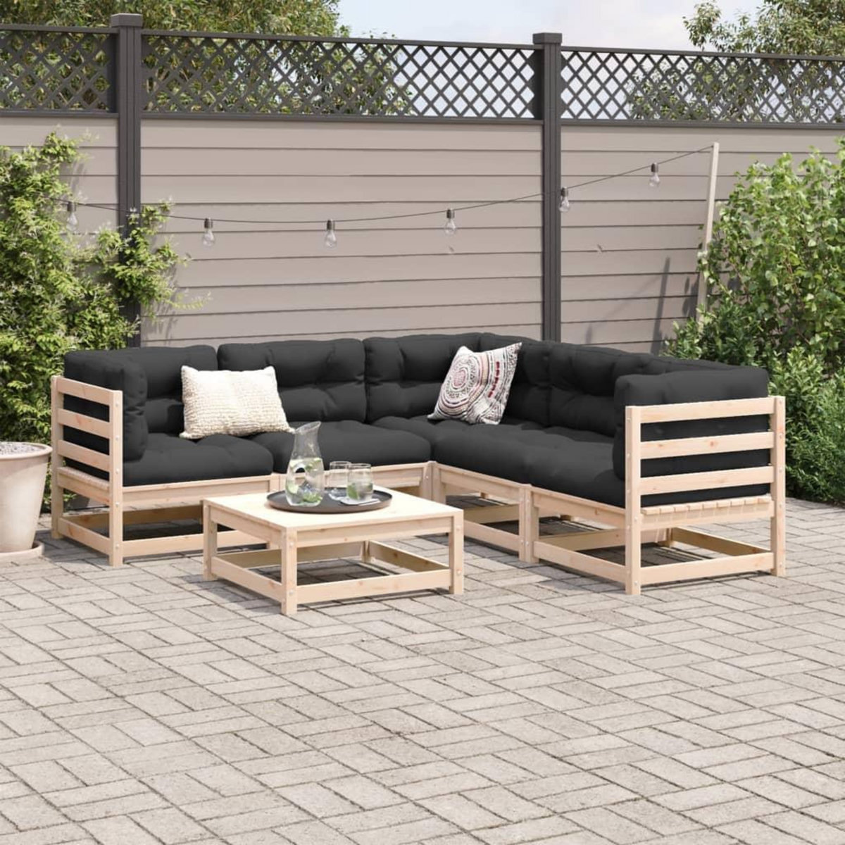 VIDAXL Salon de jardin 6 pcs bois de pin massif