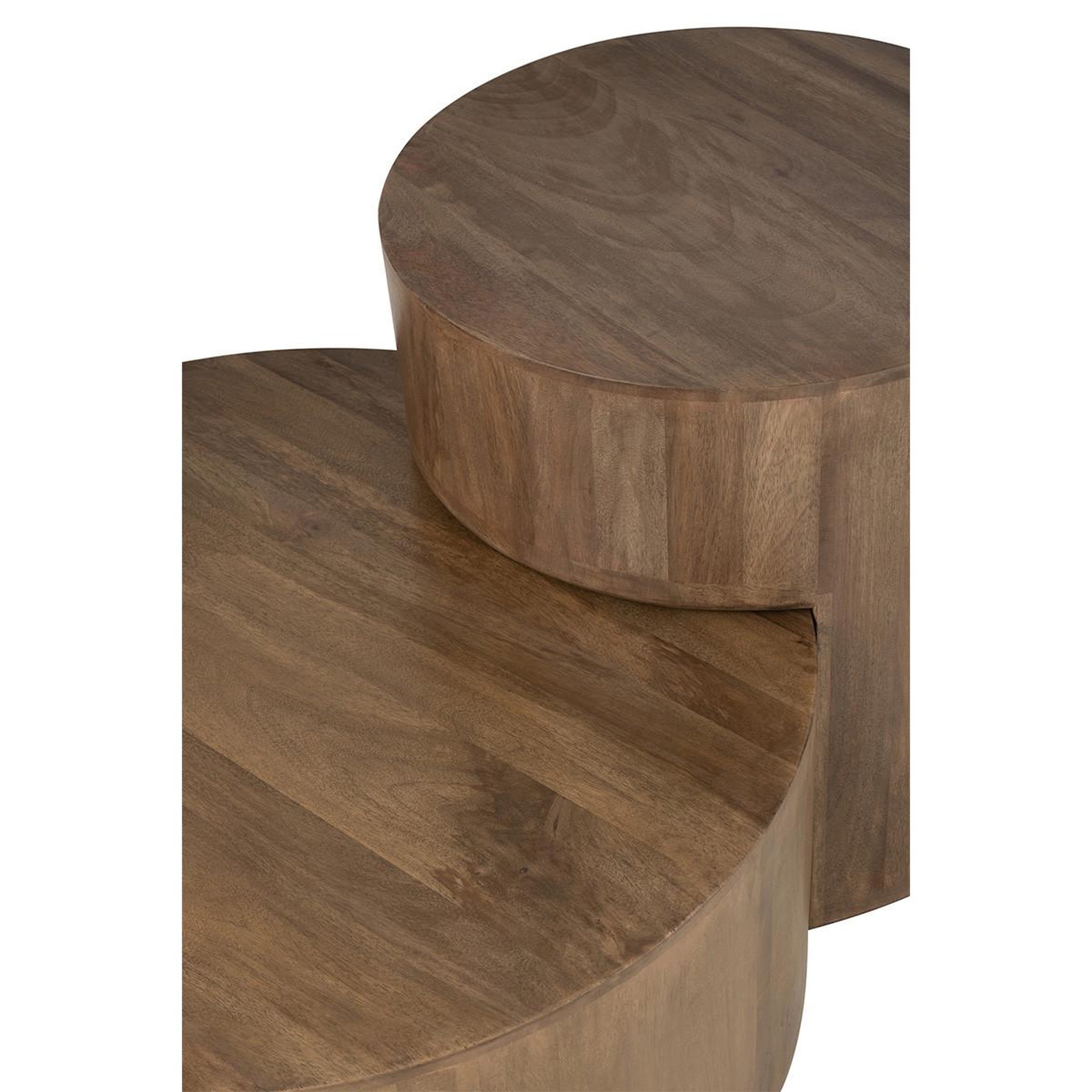 Voir la diapositive 5 : J-LINE Lot de 2 tables basses en bois  toge  75cm marron