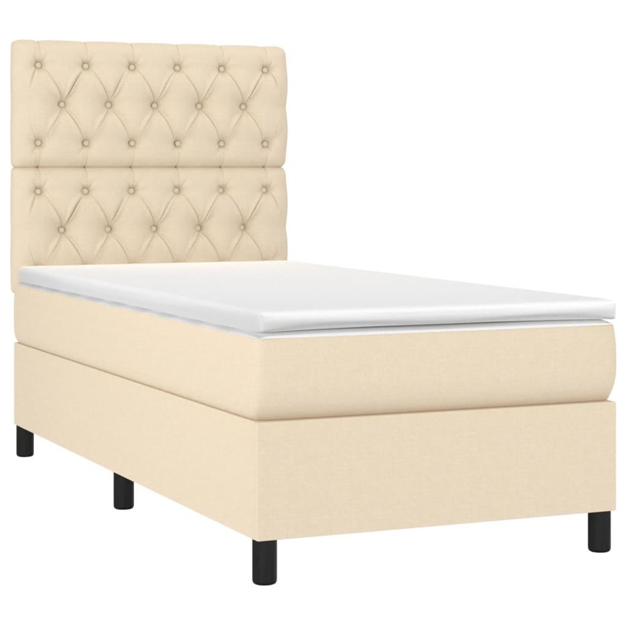 Voir la diapositive 3 : VIDAXL Sommier a lattes de lit avec matelas Creme 80x200 cm Tissu