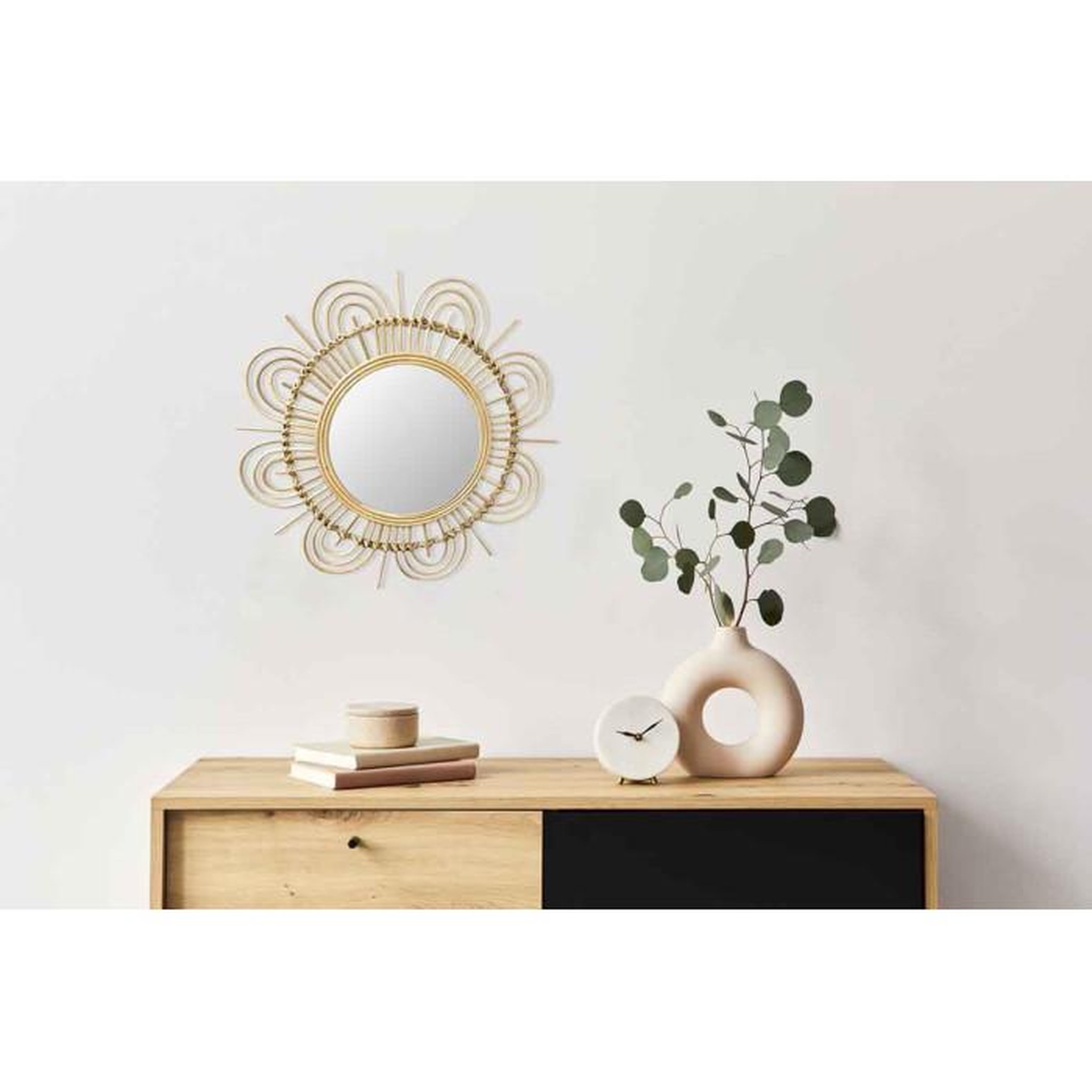 Voir la diapositive 4 : Paris Prix Miroir Mural Design en Rotin  Aina  51cm Naturel