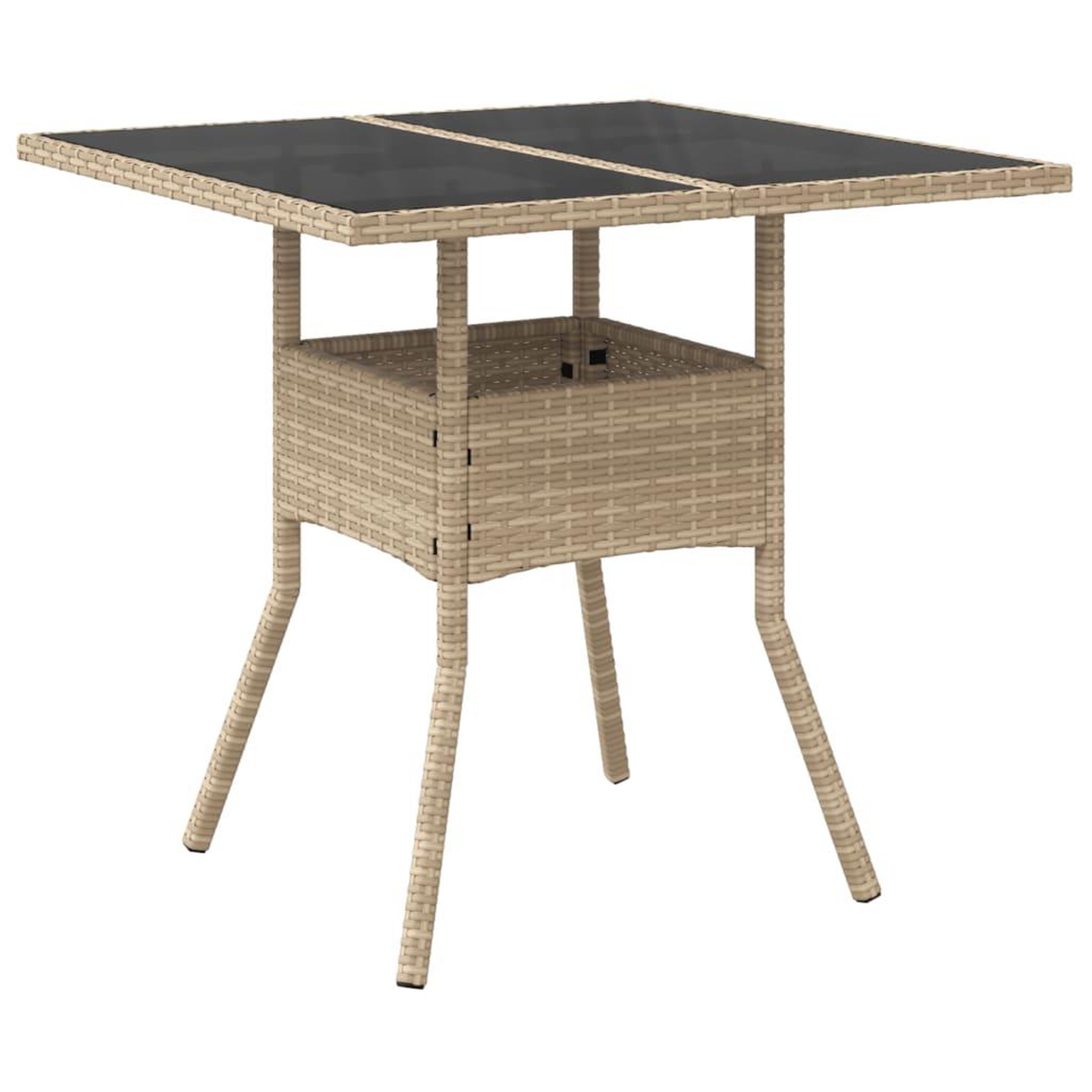 Voir la diapositive 2 : VIDAXL Table de jardin dessus en verre beige 80x80x75cm resine tressee