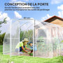 Voir la diapositive 6 : OUTSUNNY Serre tunnel 12 m² - 4 x 3 x 2 m - 2 portes - acier galvanisé PE haute densité transparent