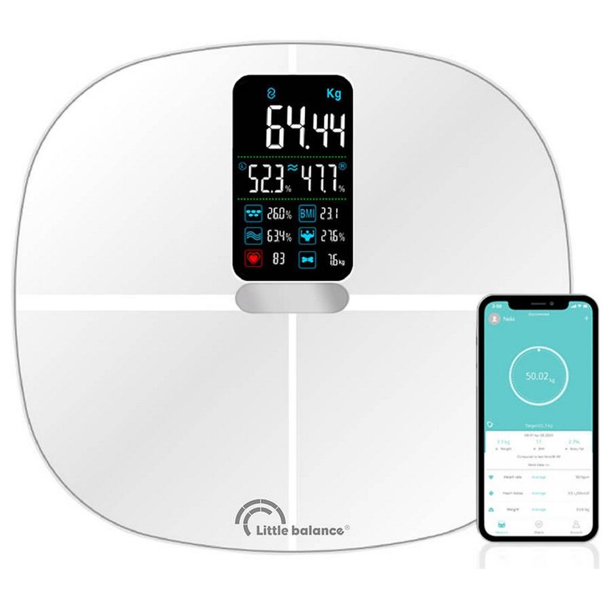 LITTLE BALANCE Impédancemètre connecté 180kg/100g blanc - 8464