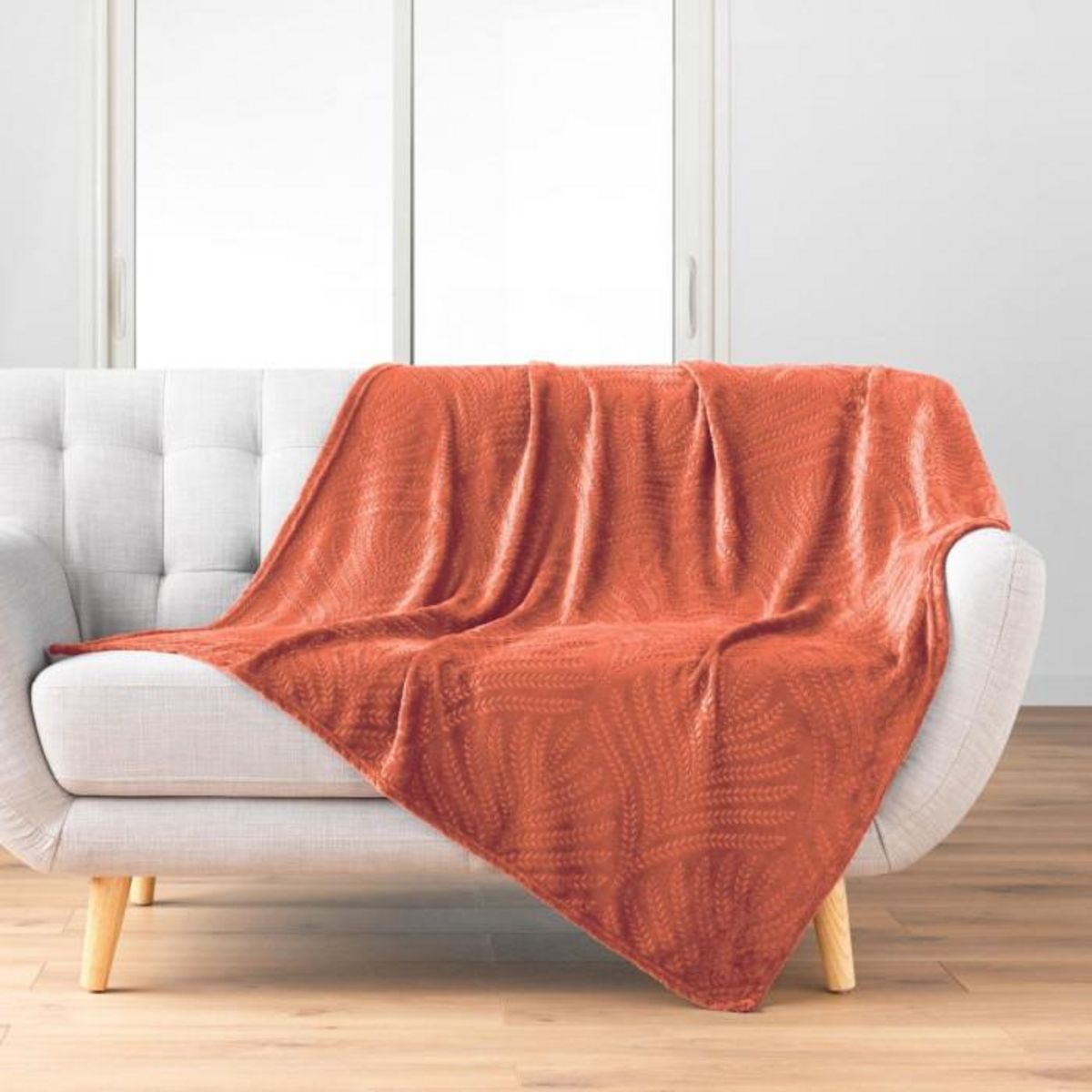 Paris Prix Plaid Uni en Flanelle  Nelia  125x150cm Terracotta
