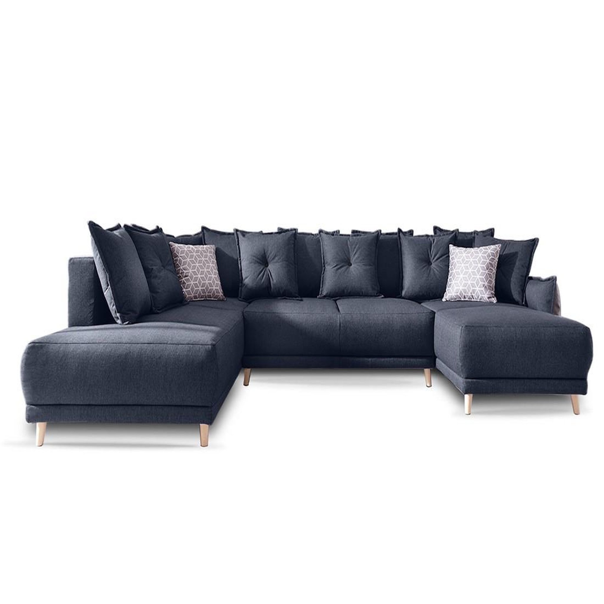 Voir la diapositive 6 : BEST MOBILIER Lena - canapé d'angle panoramique convertible - avec coffre - 7 places - gauche
