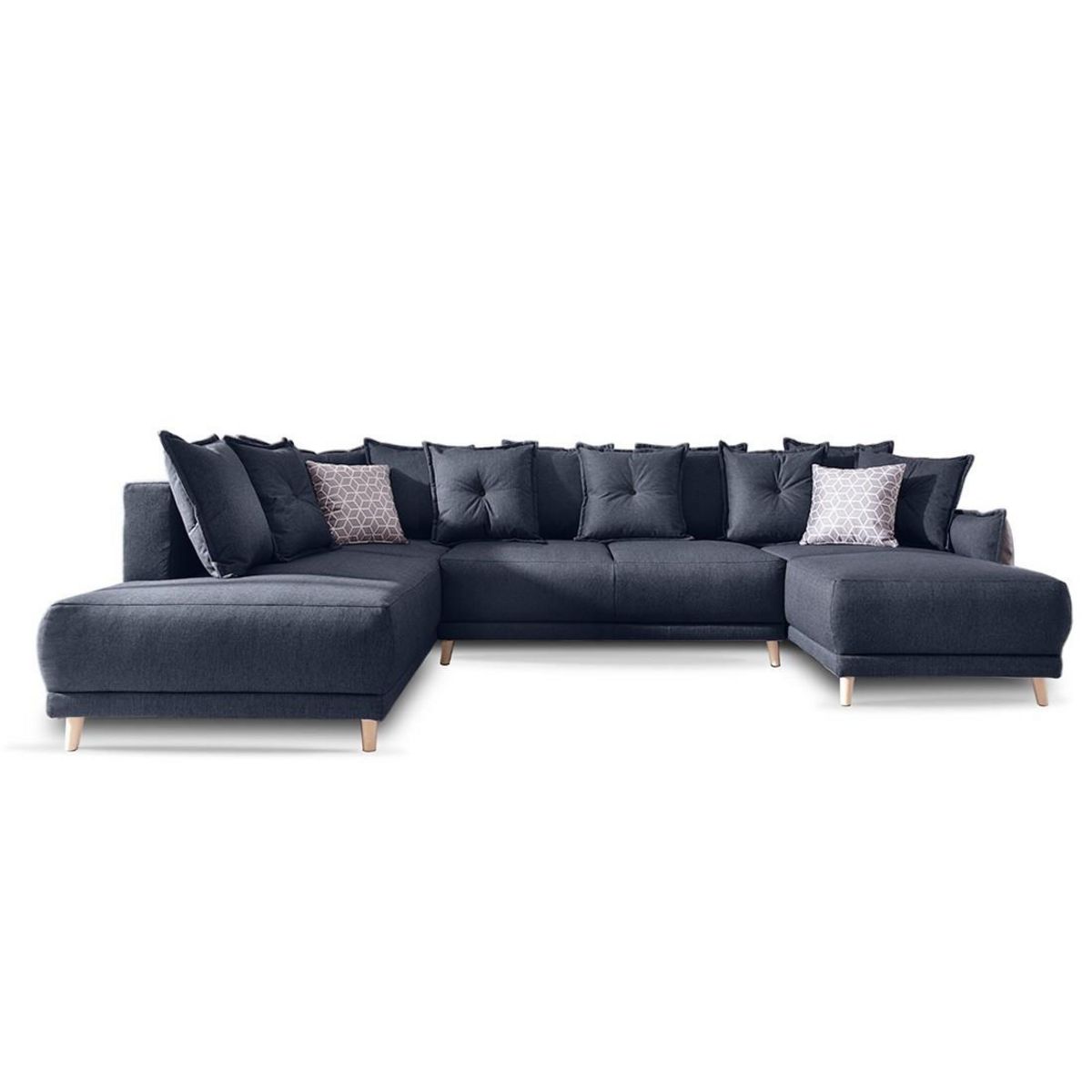 BEST MOBILIER Lena - canapé d'angle panoramique convertible - avec coffre - 7 places - gauche