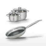 ELO Lot Poêle 28cm Elo Relief Solution & 2 Faitouts Elo Brillant